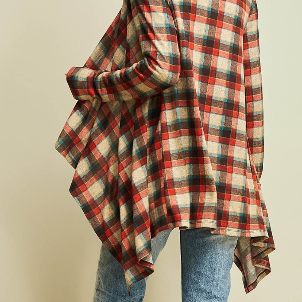 Last 1 - Plaid Draped Wrap Cardigan - Picture 5 of 8